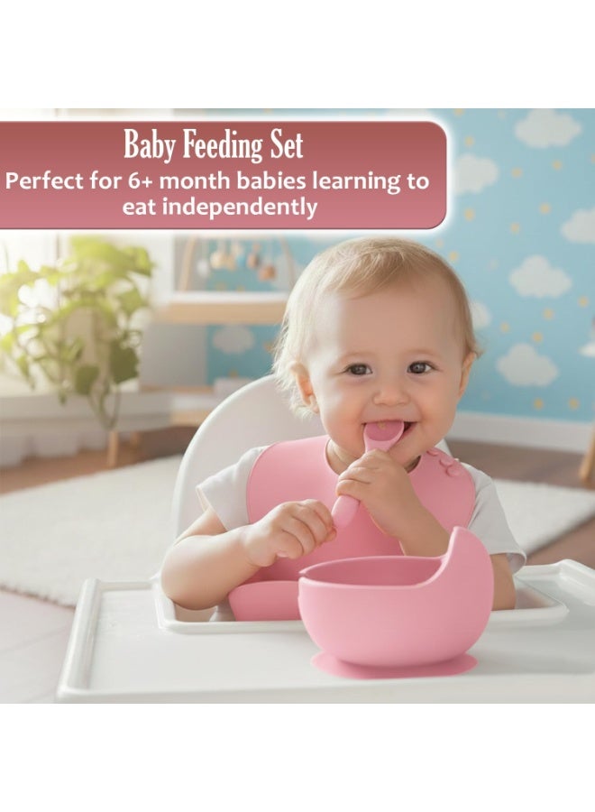 أل أيه بريشوس مجموعة سيليكون لإطعام الأطفال | مستلزمات الفطام الذاتي للأطفال تتضمن أوعية شفط وأطباق مقسمة، ومريلة قابلة للتعديل، وأدوات طعام للأطفال (ملاعق وشوك)، وكوب | أساسيات تغذية الأطفال - Image 4